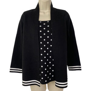Belford Cardigan Twin Set Medium Minimalist Polka Dot Nautical TwoFer Retro
